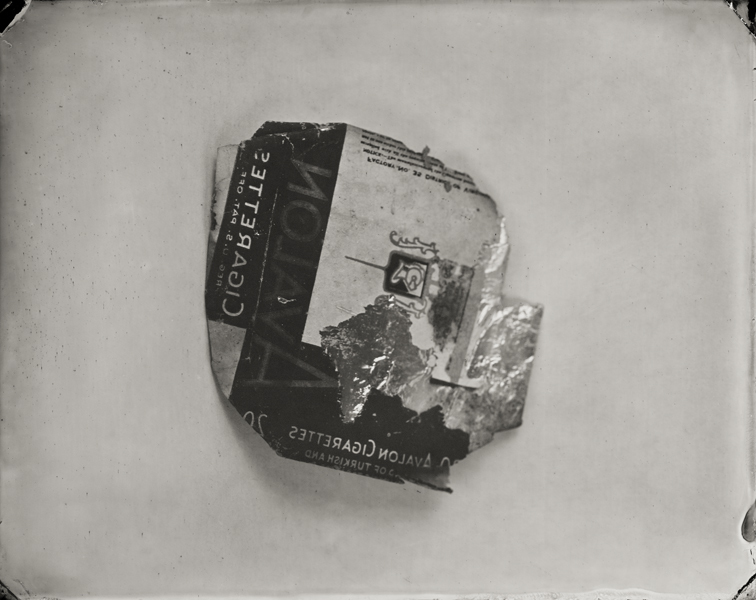"Avalon Cigarette Pack." From Objects of Uncertain Provenance: Found in Winslow Homer's Studio. 8x10" tintype. 2012.