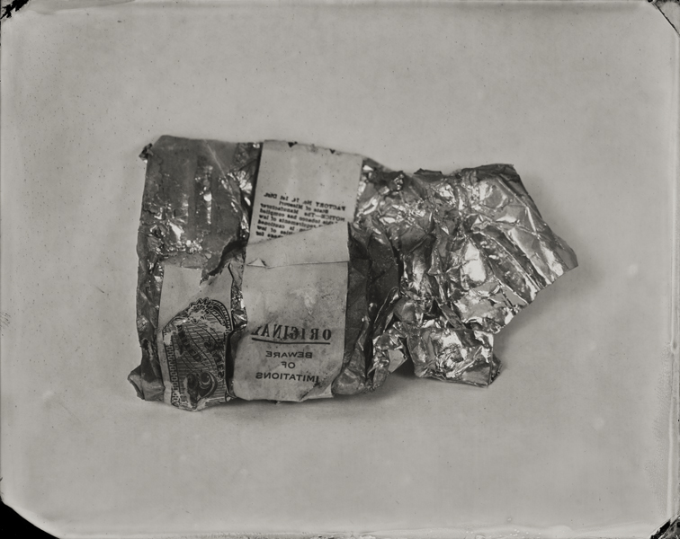 "Cigarette Pack." From Objects of Uncertain Provenance: Found in Winslow Homer's Studio. 8x10" tintype. 2012.